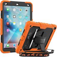 seymac ipad air 3 case kids - sturdy protective cover 🧡 with screen protector kickstand, hand strap, shoulder strap, and pencil holder - orange logo