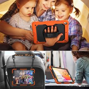 img 2 attached to SEYMAC iPad Air 3 Case Kids - Sturdy Protective Cover 🧡 with Screen Protector Kickstand, Hand Strap, Shoulder Strap, and Pencil Holder - Orange