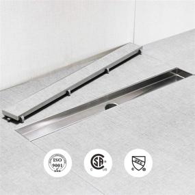 img 3 attached to 🚿 SaniteModar 24 inch Linear Shower Drain: Tiled Stealth, 304 Stainless Steel Brushed Polished 2 in 1 Panels with Adjustable Feet, Hair Filters