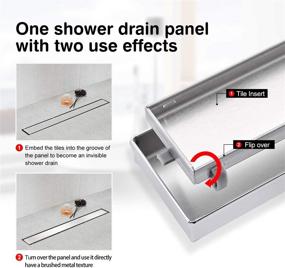 img 2 attached to 🚿 SaniteModar 24 inch Linear Shower Drain: Tiled Stealth, 304 Stainless Steel Brushed Polished 2 in 1 Panels with Adjustable Feet, Hair Filters