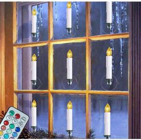 img 4 attached to 10PCS Flameless Taper Candles with Timer Remote – Battery Operated Window Candles in 12 Colors for Flickering Lights Decorations during Holiday Christmas