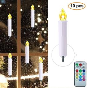img 3 attached to 10PCS Flameless Taper Candles with Timer Remote – Battery Operated Window Candles in 12 Colors for Flickering Lights Decorations during Holiday Christmas