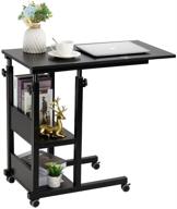 ultimate convenience with hadulcet c shaped side table: height adjustable, portable, and space-saving with storage shelves! logo