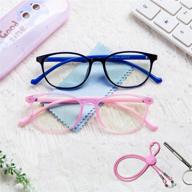 👓 teens blue light glasses dark blue & pink 2 pack: protect your kids' eyes from digital strain with ultra-light gaming computer glasses for ages 6-13 - includes unbreakable frame, case, anti eyestrain & blu-ray & uv400 protection logo