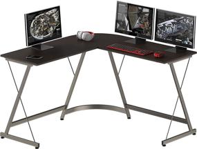 img 4 attached to 🖥️ Espresso L-Shaped Computer Gaming Desk by SHW