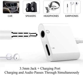 img 2 attached to Apple MFi Certified iPhone Headphones Adapter: Lightning to 3.5 mm Dual Ports Dongle Charger with AUX Audio 3.5mm Earphone Accessory for iPhone 12/11/X/XS/XR/8/7/SE