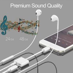 img 1 attached to Apple MFi Certified iPhone Headphones Adapter: Lightning to 3.5 mm Dual Ports Dongle Charger with AUX Audio 3.5mm Earphone Accessory for iPhone 12/11/X/XS/XR/8/7/SE