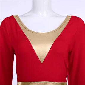 img 1 attached to Stunning Metallic Color Block Liturgical Praise Dance Dress: Long Bell Sleeve Lyrical Dancewear Gown for Women - Worship Costume