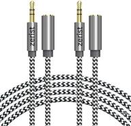 zerist 10ft/3m nylon braided male to female 3.5mm stereo audio cable extension - tangle-free aux cable for headphones, ipods, iphones, ipads, home/car stereos, and more (gray) logo