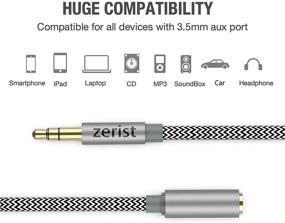 img 1 attached to Zerist 10ft/3m Nylon Braided Male to Female 3.5mm Stereo Audio Cable Extension - Tangle-Free AUX Cable for Headphones, iPods, iPhones, iPads, Home/Car Stereos, and More (Gray)