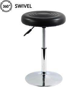 img 1 attached to 🪑 FURWOO Short Round Black PU Leather Shop Stool Chair - Height Adjustable Counter Stool, Swivel Office Stool Chair for SPA Salon, Small Size