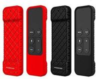 moko silicone apple tv remote case - 2 pack lightweight non-slip-grip & secure protective cover for apple tv 4k/4th gen siri remote controller - red + black logo