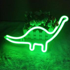 img 2 attached to Green Dinosaur LED Neon Sign Light - Cute Animal Night Light for Christmas, Boys Bedroom, Birthday Party Decor and Accessories - Table/Wall Decoration