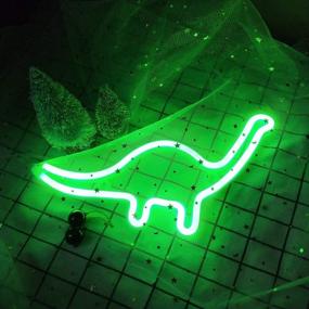 img 1 attached to Green Dinosaur LED Neon Sign Light - Cute Animal Night Light for Christmas, Boys Bedroom, Birthday Party Decor and Accessories - Table/Wall Decoration