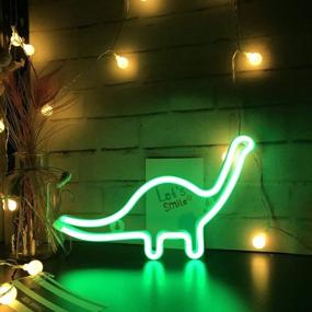 img 3 attached to Green Dinosaur LED Neon Sign Light - Cute Animal Night Light for Christmas, Boys Bedroom, Birthday Party Decor and Accessories - Table/Wall Decoration