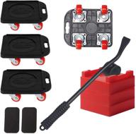 🛋️ heavy-duty furniture moving tool: 5-piece roller set with 440 lbs capacity, 360° rotating silent trolley for easy heavy furniture handling logo