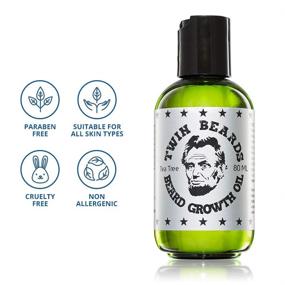 img 2 attached to 🧔 Twin Beards Natural Beard Growth Oil: Effective Men's Beard Softener & Conditioner with Castor Oil & Tea Tree Oil - 3 oz