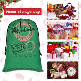 img 4 attached to 🎅 Vintage Embroidered Christmas Santa Sack Set - Personalised Xmas Gift Bags for Kids, Candy Storage & Decoration