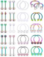 💎 hoeudjo 16g surgical steel lip rings with clear diamond cz labret studs for women men - tragus horseshoe ring, helix hoop earring, body jewelry piercing retainer, 8mm logo