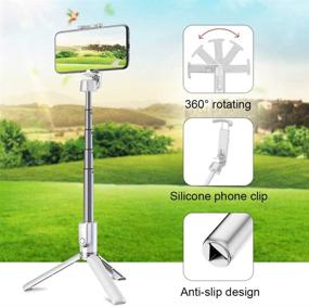 img 2 attached to HOTKAY Selfie Stick Tripod - Portable Aluminum Expandable Phone Tripod with Bluetooth Remote for Apple & Android Devices - Non Skid Tripod Feet - White