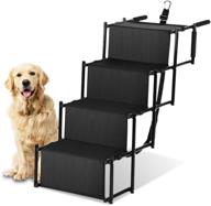 premium lightweight portable pet stairs for house pets - zone tech car foldable 🐾 step ramp with adjustable metal frame - ideal for all sizes - high-quality traveling folding steps логотип