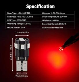 img 3 attached to BRISHINE 300LM Canbus Error Free LED Bulbs - Ultra Bright 9-SMD 2835 Chipsets in Brilliant Red for Map Dome Rear Side Marker Lights, Tail Center High Mount Stop Lights (Pack of 4)