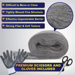 img 3 attached to 🔧 MAPORCH Steel Wool 3-Pack with 3.2”x7.5 Ft Control Fill Fabric - Gap Blocker for Holes, Pipeline, Wall Crack, House, Garage - Includes DIY Accessories, Gloves, and Scissors