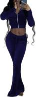 women's velour tracksuit set: 2-piece sweatsuit with crop top, long sleeve jacket, and flared long pants логотип