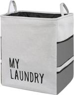 🧺 large fabric laundry basket: collapsible, drawstring & mesh pockets – home & dorm room storage solution logo