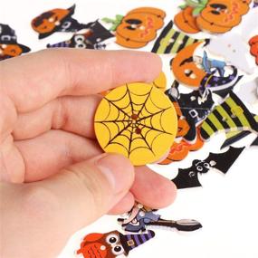 img 2 attached to 100 PCS Halloween Wood Buttons: Pumpkin Witch, Spider, Bat, Owl Shaped Wooden Buttons for Sewing, Scrapbooking, DIY Decorative Embellishments