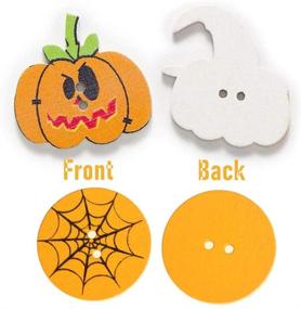 img 1 attached to 100 PCS Halloween Wood Buttons: Pumpkin Witch, Spider, Bat, Owl Shaped Wooden Buttons for Sewing, Scrapbooking, DIY Decorative Embellishments