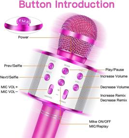img 3 attached to IJO Handheld Bluetooth Karaoke Microphone-Birthday Fun Singing Toys For Kids Age 3 4 5 6 7 8 9 10 Years Old Girls And Boys(Rose Red)