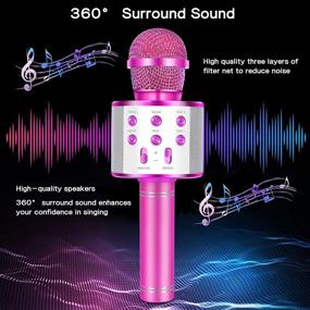 img 2 attached to IJO Handheld Bluetooth Karaoke Microphone-Birthday Fun Singing Toys For Kids Age 3 4 5 6 7 8 9 10 Years Old Girls And Boys(Rose Red)