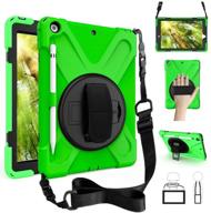 📱 zenrich ipad 9th/8th/7th gen case: heavy duty shockproof cover with pencil holder, kickstand, handle & shoulder strap, green logo