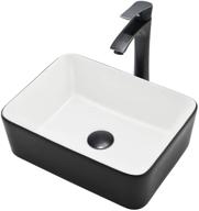 🚰 vasoyo rectangle bathroom sink and faucet combo: 16x12 matte black vessel sink with pop-up drain logo