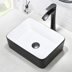 img 3 attached to 🚰 VASOYO Rectangle Bathroom Sink and Faucet Combo: 16x12 Matte Black Vessel Sink with Pop-Up Drain