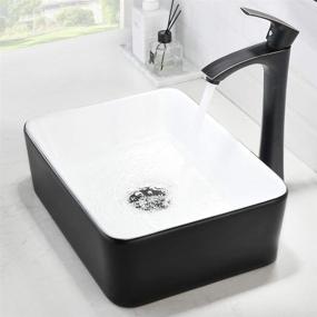 img 1 attached to 🚰 VASOYO Rectangle Bathroom Sink and Faucet Combo: 16x12 Matte Black Vessel Sink with Pop-Up Drain