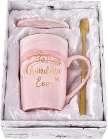 img 4 attached to 🎁 Best Grandma Ever Coffee Mug - Perfect Gift for Grandma from Granddaughter/Grandson | Birthday/Mother’s Day Pink Marble Mug 14 Oz with Coaster & Spoon | Unique Gift Box