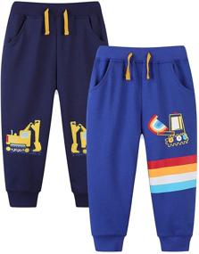 img 3 attached to 👖 Comfortable and Stylish Toddler Jogger Sweatpants Playwear: Boys' Clothing 2 Pack