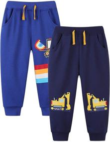 img 4 attached to 👖 Comfortable and Stylish Toddler Jogger Sweatpants Playwear: Boys' Clothing 2 Pack