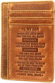 img 2 attached to Engraved Minimalist Leather Blocking Grandson Men's Accessories for Wallets, Card Cases & Money Organizers