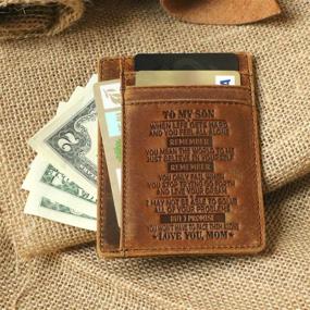 img 1 attached to Engraved Minimalist Leather Blocking Grandson Men's Accessories for Wallets, Card Cases & Money Organizers