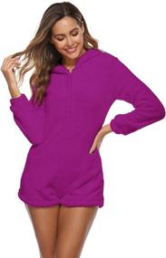 img 1 attached to 🐻 Stay Cozy and Cute with Amiliashp Women's Sherpa Romper Fleece Onesie Pajama