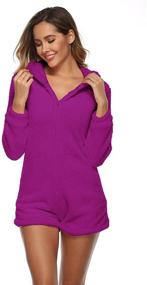 img 2 attached to 🐻 Stay Cozy and Cute with Amiliashp Women's Sherpa Romper Fleece Onesie Pajama