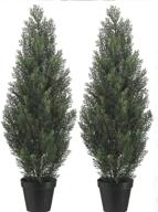 🌿 enhance your outdoor space with two 3-foot artificial cedar trees - high-quality potted plants for all-weather décor логотип