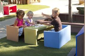 img 4 attached to 🪑 Children's Factory Adapta-Bench: Almond Kids Flexible Seating for Classroom, Preschool, and Daycare Furniture - Indoor & Outdoor Toddler Chairs