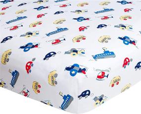 img 2 attached to 🚢 Frenchie Mini Couture Single Pack Fitted Crib Sheet for Cars, Boats, and Planes - 100% Cotton, 28 x 52 x 8in