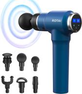 💪 rotai electric muscle massage gun - quiet handheld percussion deep tissue pain soreness relief - 20 adjustable speeds - rechargeable lcd massager with 6 attachments - blue logo