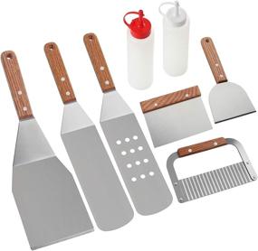 img 4 attached to 🔪 8-Piece Professional Griddle Accessories Kit by ROMANTICIST - High-Quality Stainless Steel Grill Spatula Set for Outdoor Cooking on Grills, Griddles, Hibachis - Perfect Grill Gift for Birthdays and Weddings