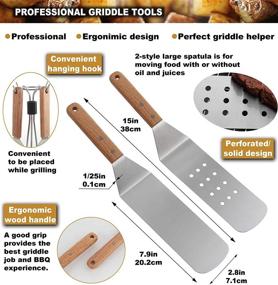 img 3 attached to 🔪 8-Piece Professional Griddle Accessories Kit by ROMANTICIST - High-Quality Stainless Steel Grill Spatula Set for Outdoor Cooking on Grills, Griddles, Hibachis - Perfect Grill Gift for Birthdays and Weddings